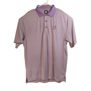 Footjoy golf polo shirt Men's L large purple white stripe short sleeve